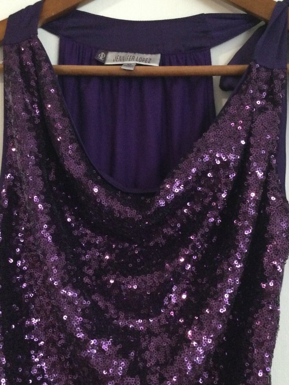 Jennifer Lopez Purple Sleeveless Evening Cocktail Sequin Top JLO Blouse XS